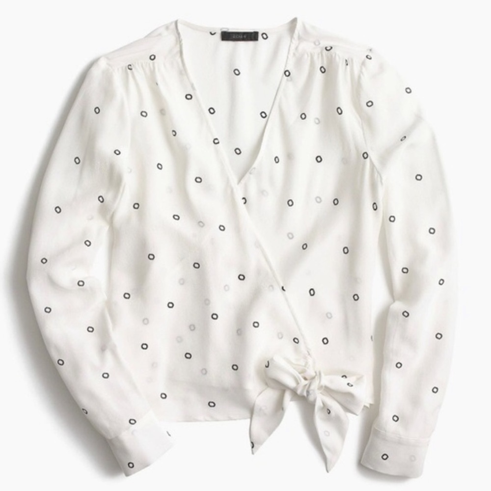 J. Crew dotted silk wrap top